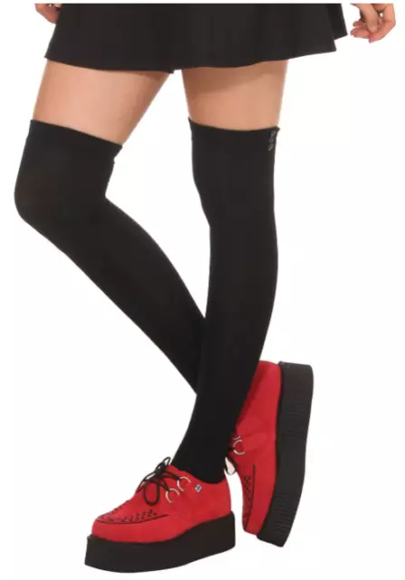 Lovesick Black Over The Knee High Socks with Button Detail