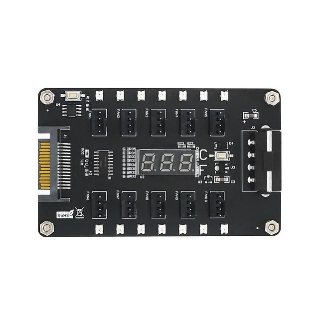 3/4-Pin PWM Fan 12V Power Supply 1 to 10 Splitter 10 Way Extension Hub Splitter