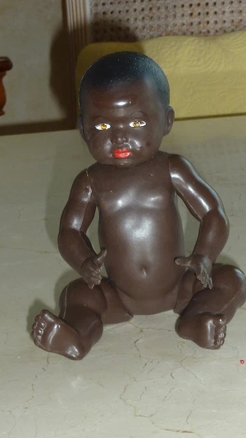 Poupon Petitcollin Ancien 20 Cm – Baigneur Noir, France, Excellent état