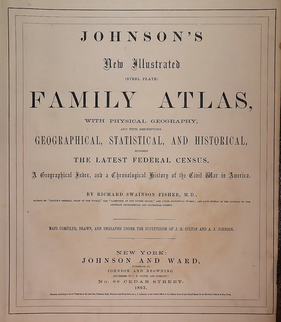 1863 Johnson Atlas Map ~ WORLD AMINAL KINGDOM - INDUSTRIES ~ (14x18) -#1460 3