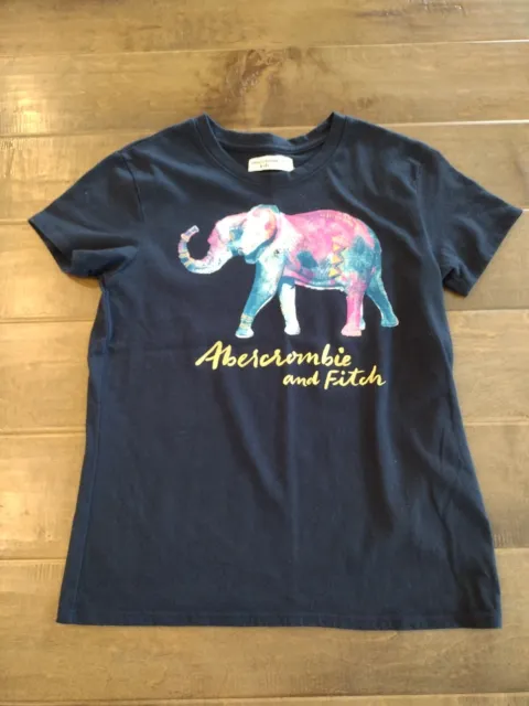 ABERCROMBIE KIDS girls short-sleeve navy blue elephant t-shirt top, 11/12