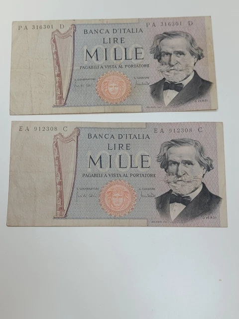 Lotto Due 1.000 Lire Giuseppe Verdi 2 Tipo 25-03-1969