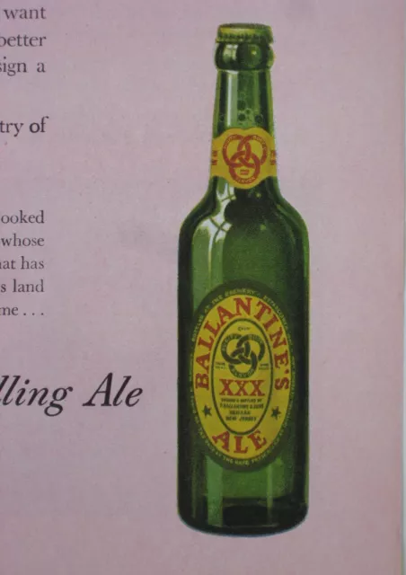 1942 Ballantine XXX ALE ganzseitige Farbe Werbung Reinheit Körpergeschmack Newark New Jersey 2