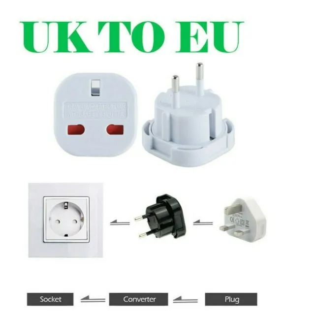 Wall Socket Travel Adapter UK to EU Converter Outlet Connector Socket Plug