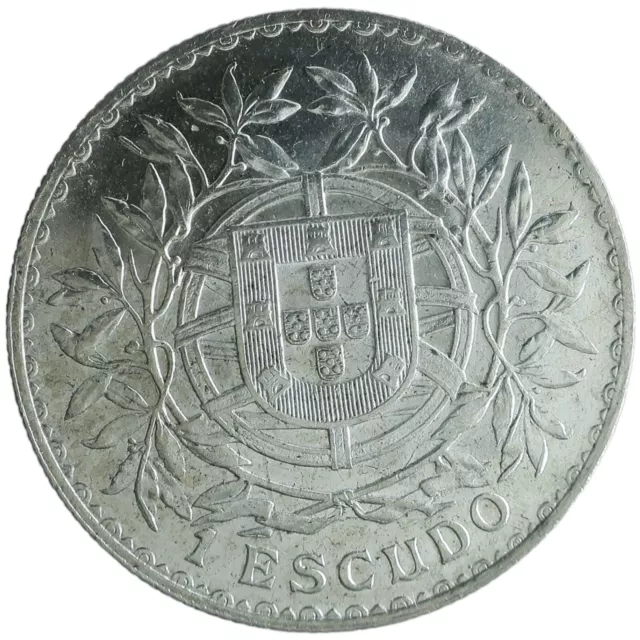 1916 Portugal Silver Crown 1 Escudo Liberty Head Excellent Condition Large Z701