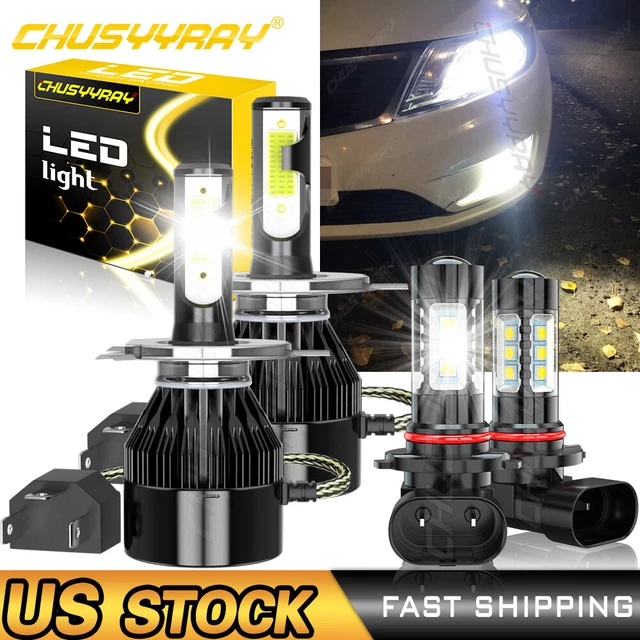 For Toyota Hilux 2004-2019 White LED Headlights Hi/Lo Beam + Fog Light Bulbs 4pc