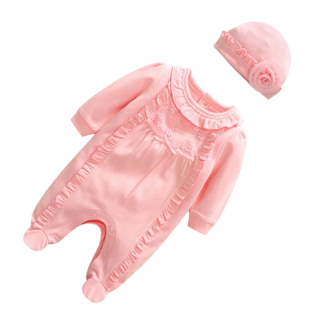 2 pz tute con maniche in cotone neonato 66 cm primavera e autunno con cappello per