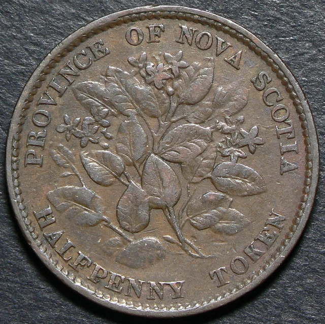 NS-5A1 1856 NOVA Scotia Half Penny Token Mayflower Victoria #23233q $24 ...
