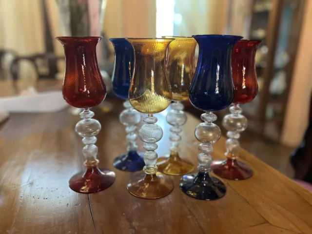 X6 Calici in vetro di Murano Originali. Leggerissimi. Rari.