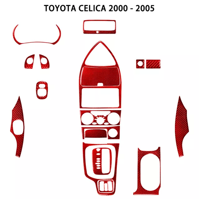 18Pcs For Toyota Celica 2000-2005 Red Carbon Fiber Full Interior Kit Cover Trim