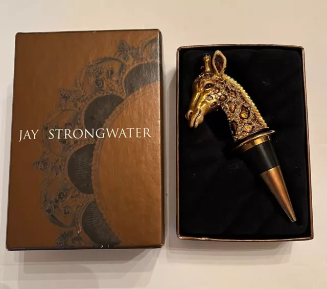 Jay Strongwater Jungle Ramone Giraffe Stopper Swarovski Crystals New In Box