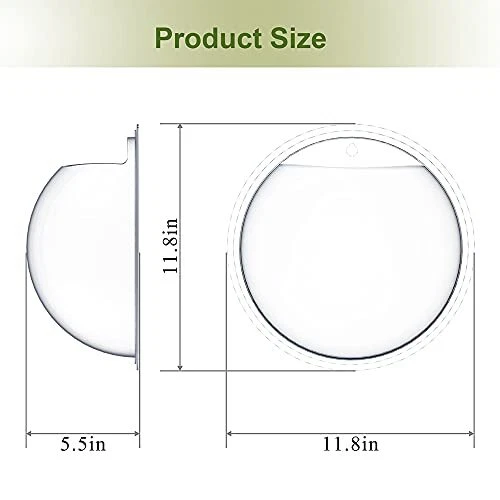 Noodoky Betta Fish Tank Bowl 11.8in, Wall Mounted Beta Fish Small Aquarium, Hang 6