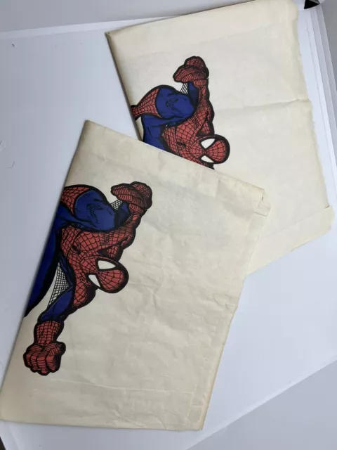 2 RARE 1991 HTF Marvel Comics Retailer Paper Bag Spiderman Comic Book Vintage