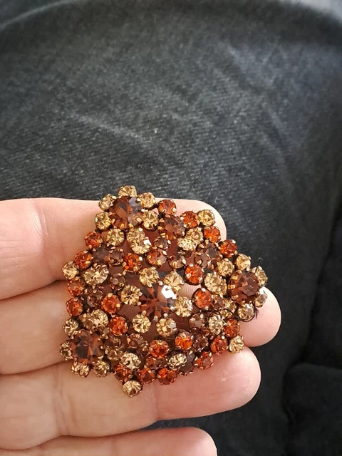 Broche Vintage Art Déco - Métal Doré Et Strass, Bijou Ancien élégant
