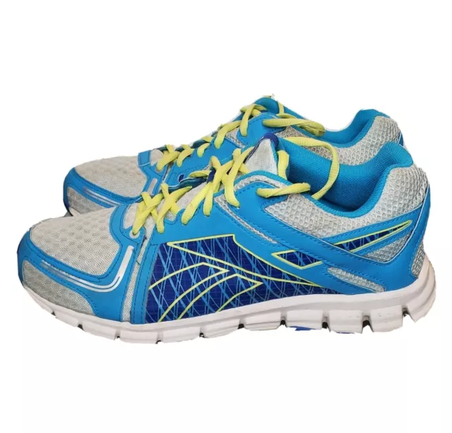 Reebok Women’s Smoothflex Flyer Sneakers Running Shoes 9.5 Wide Blue Gray Yellow