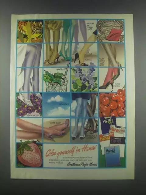 A sliver of support in 12 colors: Hanes Alive Pantyhose ad 1989