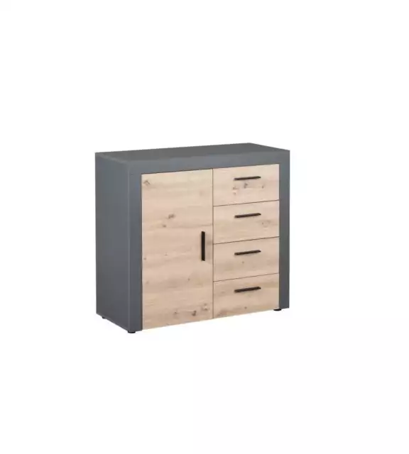 Credenza In Laminato Antracite+Frontali Quercia