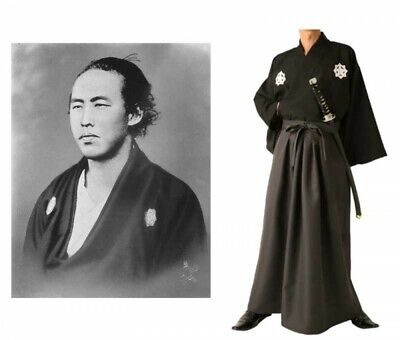 Japanese Men's Kimono Ryoma Sakamoto Samurai Costume Set Japan with Tracking
