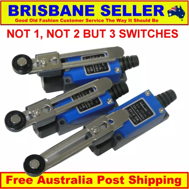 3 x Limit Switch Rotary Adjustable Roller Lever Arm Industrial Commercial H Duty