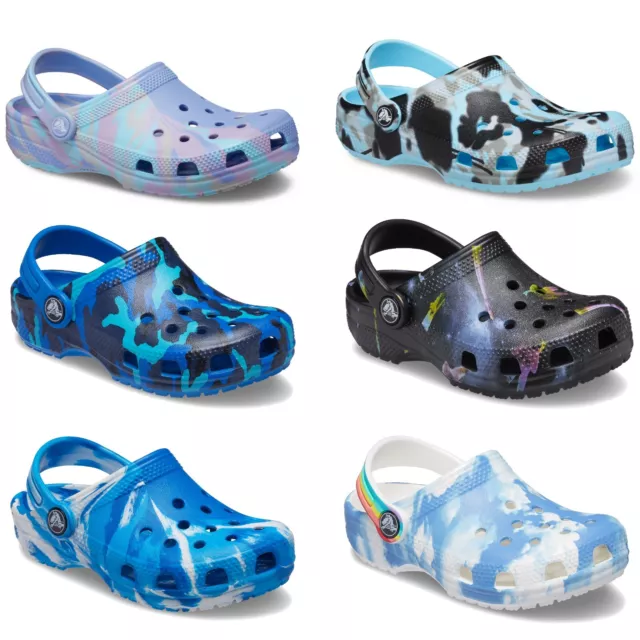 Crocs Kids Classic Cayman Graphic Boys Girls Summer Slip On Sandals Clogs