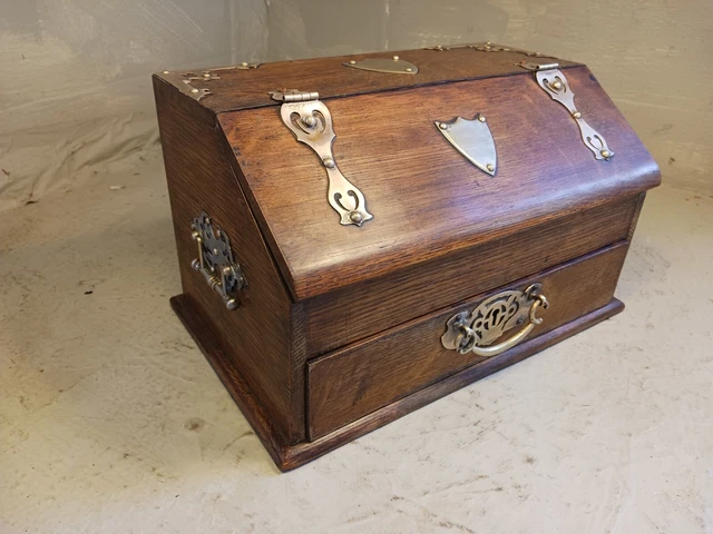 Antiguo Roble Doble Cajón Movimiento Cigarrillos/Caja de Cigarrillos
