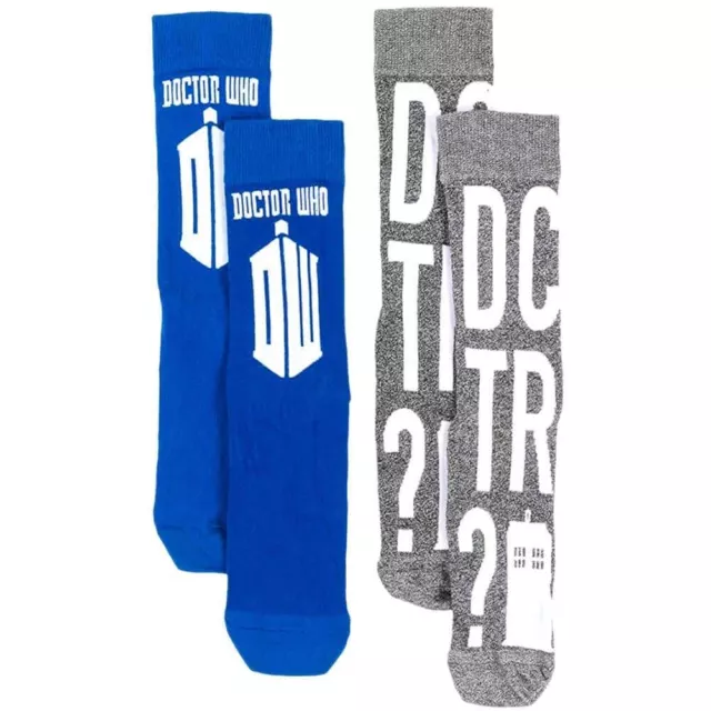 Homme Doctor Who Tardis Assortis Chaussettes Crew 2 Paires - Taille Unique BBC