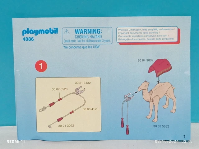 MANUEL DE MONTAGE Playmobil Instructions Ref 4886 Belen Naissance