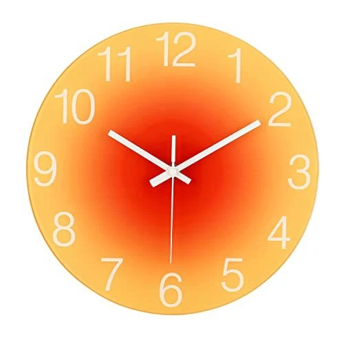 Topkey Orologio da parete in vetro silenzioso da 30,5 cm, facile da (I0q)