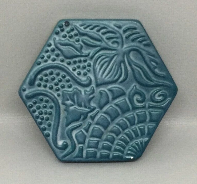 Reproduction Antonio Gaudí Mosaic Tile 3 3/4" Hexagonal Blue Barcelona Spain