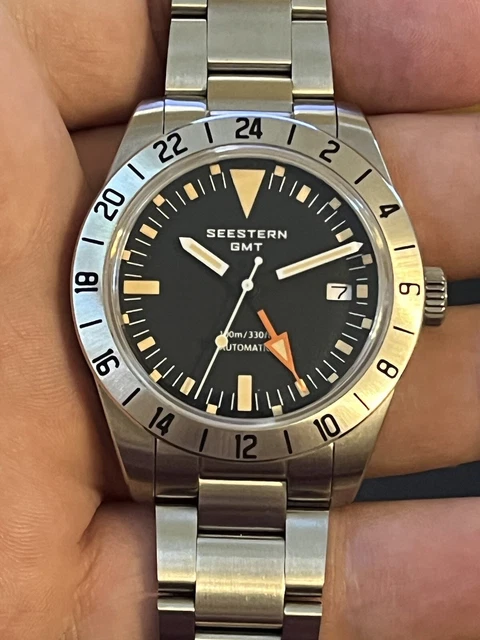 Orologio Su Personalizzato Stile GMT Movimento Automatico Quadrante Nero Lunetta Rossa Pepsi - Foto 6