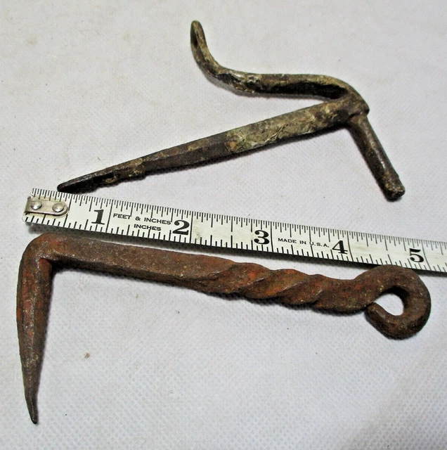 Antique Hand Wrought Spiral Barn Door Iron Hook, Architectural, Gate, Hardware