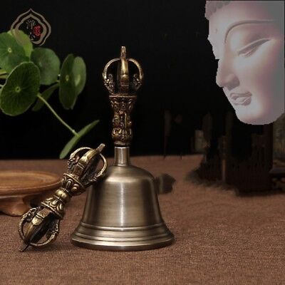 Five Shares Phurpa Dorje Phurba Bell Bronze Singing Bowl Temple Bell H6.1" #0236