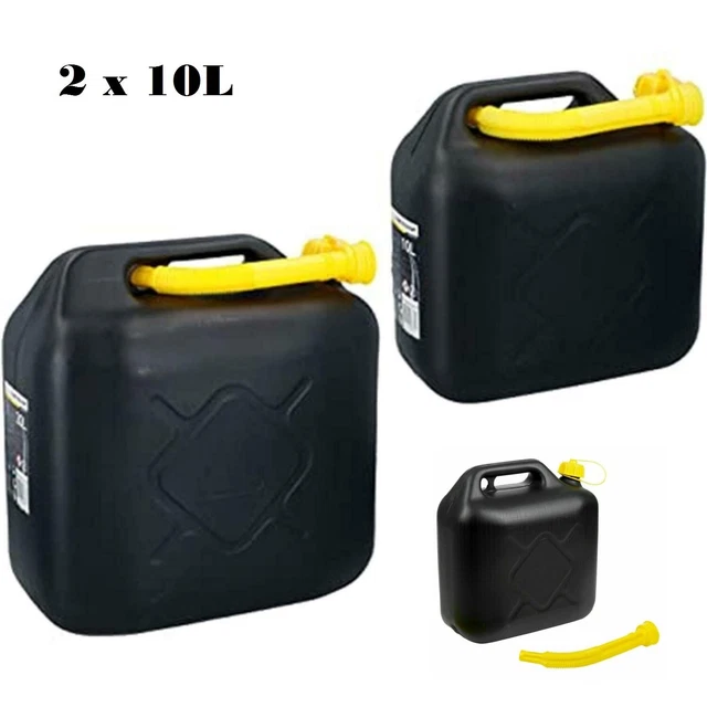 2 X 10L BLACK PLASTIC JERRY CAN DIESEL PETROL FUEL OIL WATER CANISTER ASST BRAN £19.95 PicClick UK