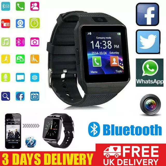 Bluetooth Smart Watch w/Camera Waterproof Phone Sport for Android Samsung Phone*