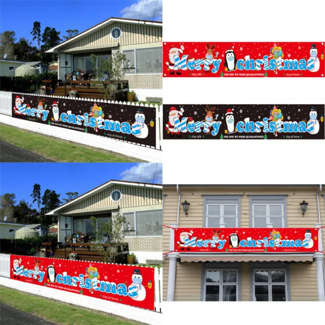 Merry Christmas Banner Santa Claus Quarantine Outdoor Survivor Banner Decor Xams