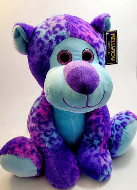Kellytoy Original Plush Jaguar Leopard Purple Cheetah Kitten Cuddly Toy