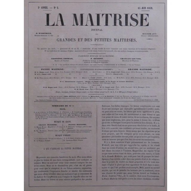 La Maîtrise Journal No 2 4 Pièces pour Chant Orgue ou Orgue 1859