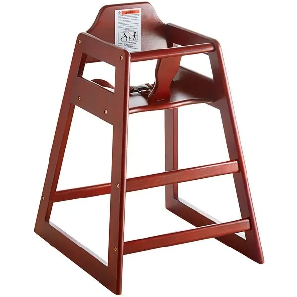 NEW Childrens High Chair Seating Standard Height Dark Wood Safety Strap #1381