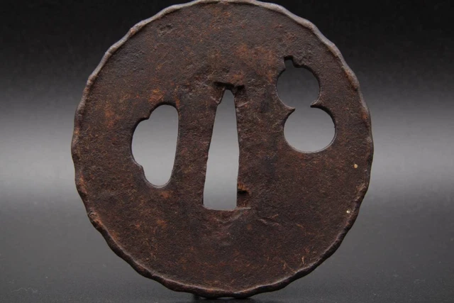 Tsuba Iron Ground Watermark Gourd Sword Fittings Japanese Armor Edo Samurai Anti