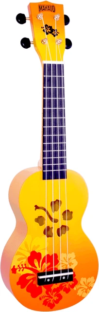 Ukulele  Soprano  Fleurs Hibiscus Orange Brillant +  Housse  Mahalo Md1Hborb