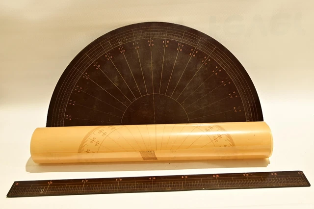 Antique Protractor Ruler VINTAGE LARGE BAKELITE Protractor and Mysterious Ruler with Sheet ...