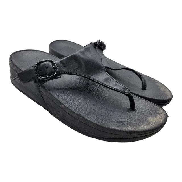 FitFlop Shoes Women’s Size 6 The Skinny Black  Flip Flops Thong Sandals B28-090
