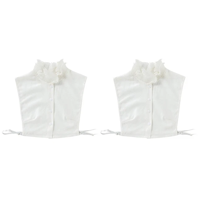 2 Pcs Chemises À Col Pour Femmes En Dentelle Faux Blanches Chemisiers