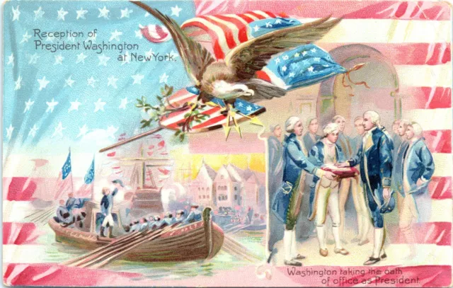 George Washington Birthday Reception New York Raphael Tuck 1917 Orig Postcard