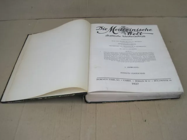Buch mit dem Titel:MEDIZINISCHE WELT 1927 Ärztliche Wochenschrift gebunden selt.