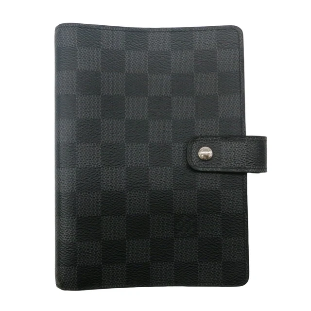 Auth LOUIS VUITTON Agenda MM Day Planner Cover R20005 Damier Graphite #502136