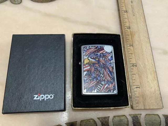 ￼ 2021 Zippo Cigarette Lighter American Eagle Red White Blue ￼Design ￼Patriotic