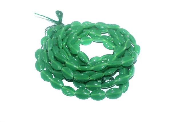 Glasperlen Grun Schmuckherstellung Kunst und Handwerk Größe 18x13 mm, 5 Fäden