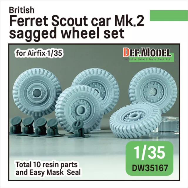 DEF Models 1/35 scale British Scout car Ferret Mk.2 Sagged wheel set (Airfix)