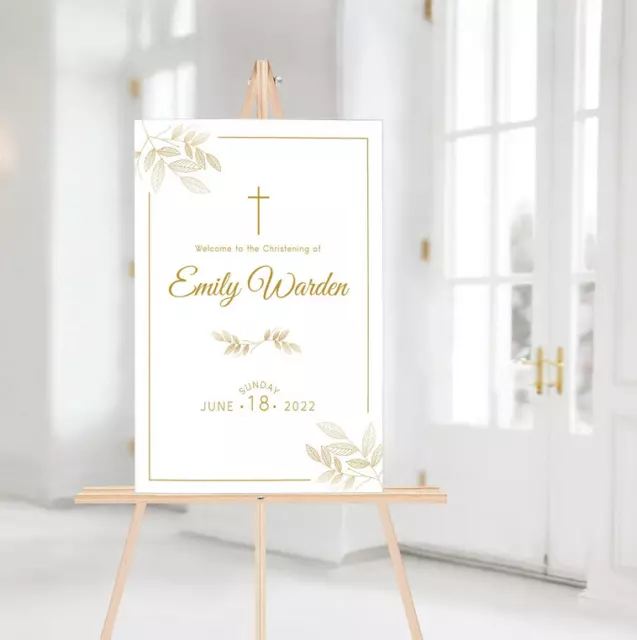 A4/A3/A2 Christening Welcome Sign Baptism Naming Personalised Communion Sign